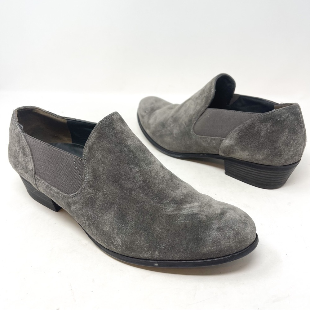 Paul Green Faith Genuine Suede Ankle Boot Gray Slip On Leather Size 6 Euro